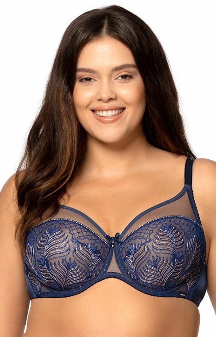 Biustonosz koronkowy Lorenza soft miękki plus size BO55, Kolor granatowy, Rozmiar 65E, Mefemi