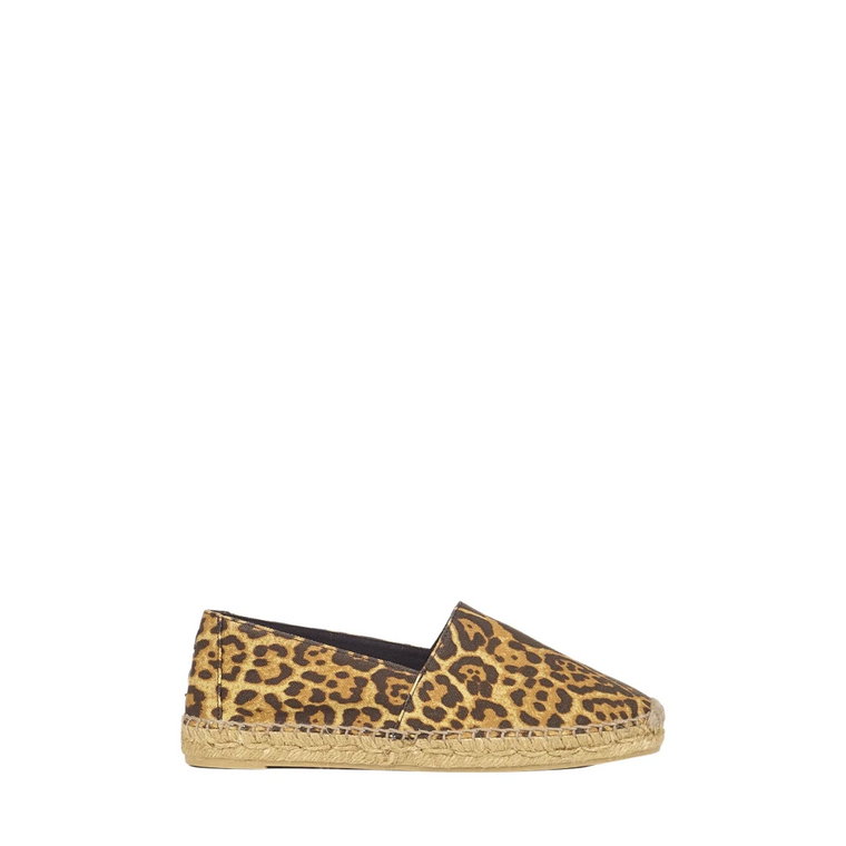 Beige Leopard Print Espadrille Flats Saint Laurent