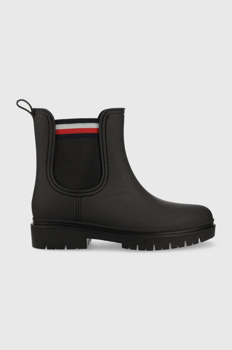 Tommy Hilfiger kalosze Rain Boot Ankle Elastic damskie kolor czarny