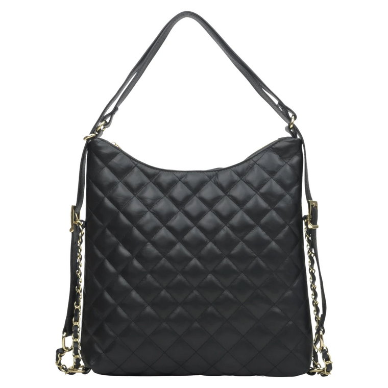 Women's Black Quilted Shoulder Bag made of Italian Genuine Leather Estro Er00114311 Estro