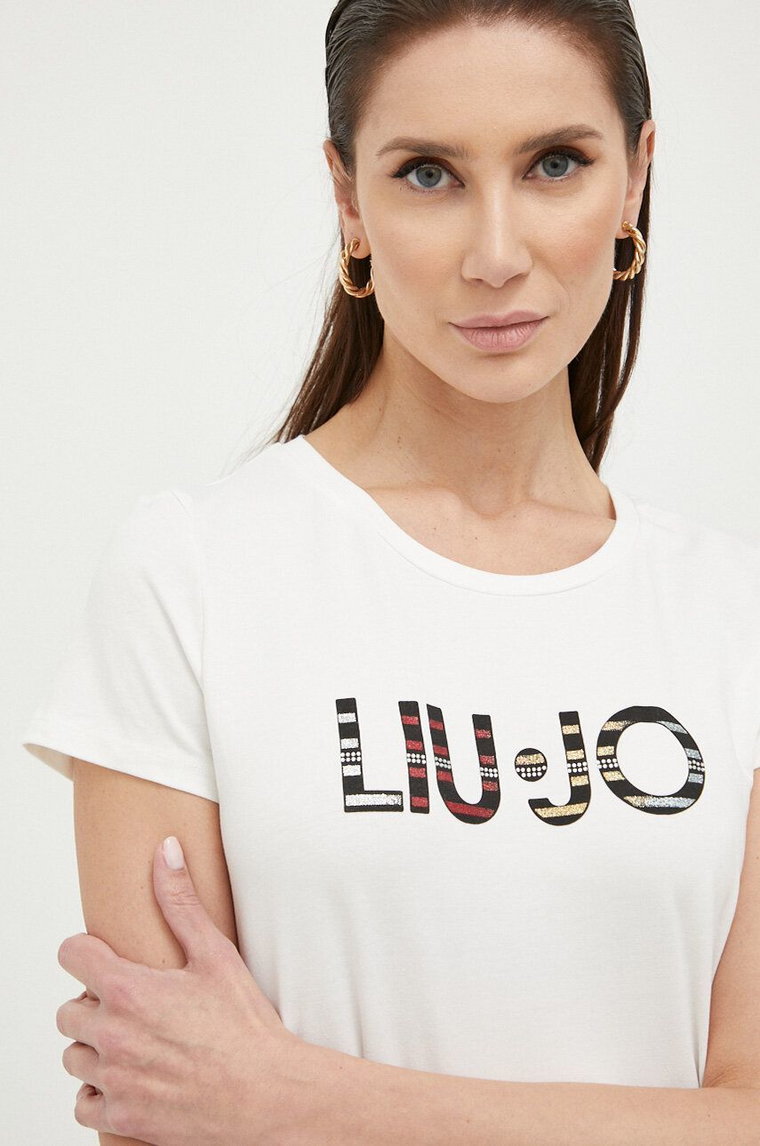 Liu Jo t-shirt damski kolor beżowy