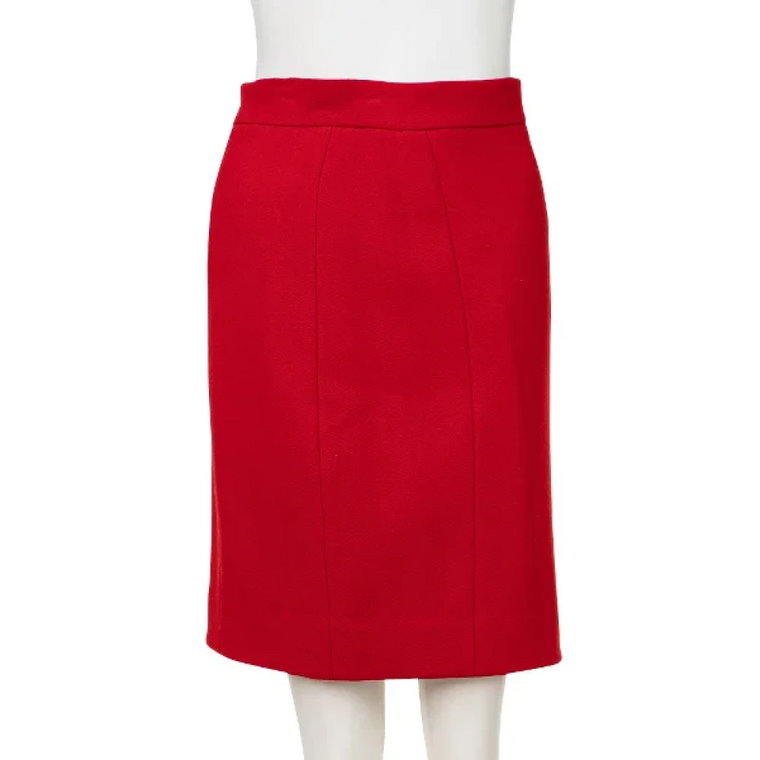 Czerwona Spódnica z Wełny w Stylu A-Line Chanel Vintage