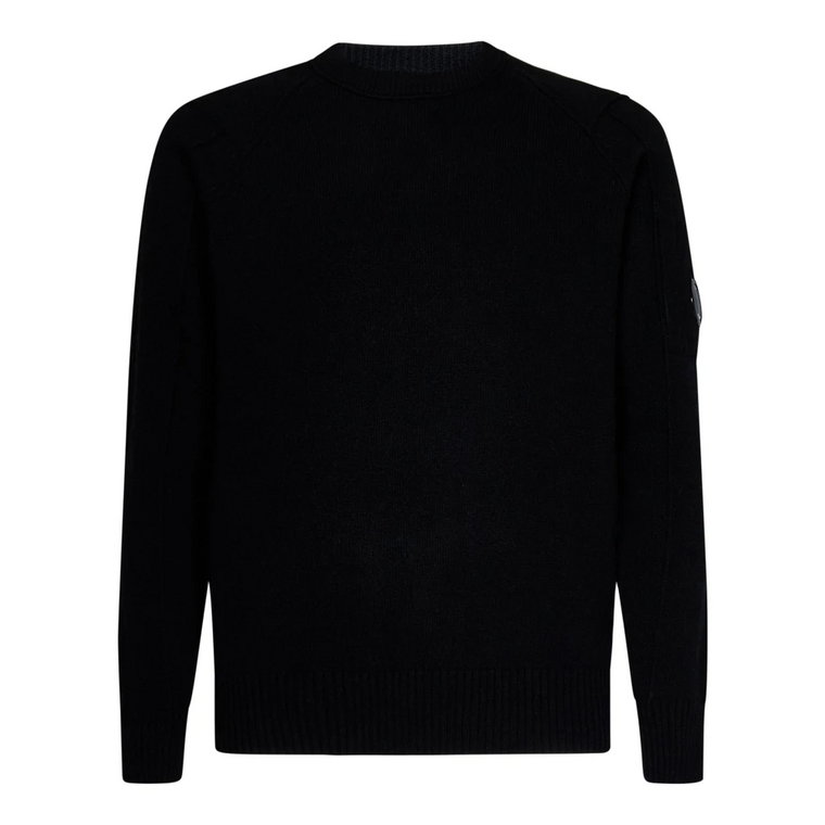 Czarny sweter z wełny owczej z detalami Lens C.p. Company