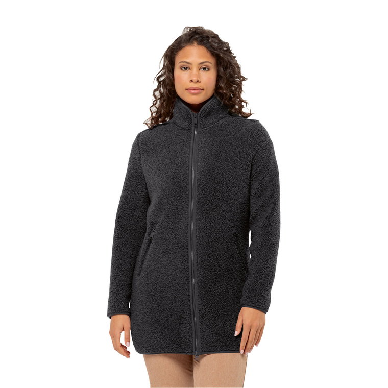 Damski płaszcz polarowy Jack Wolfskin HIGH CURL COAT W black - XS