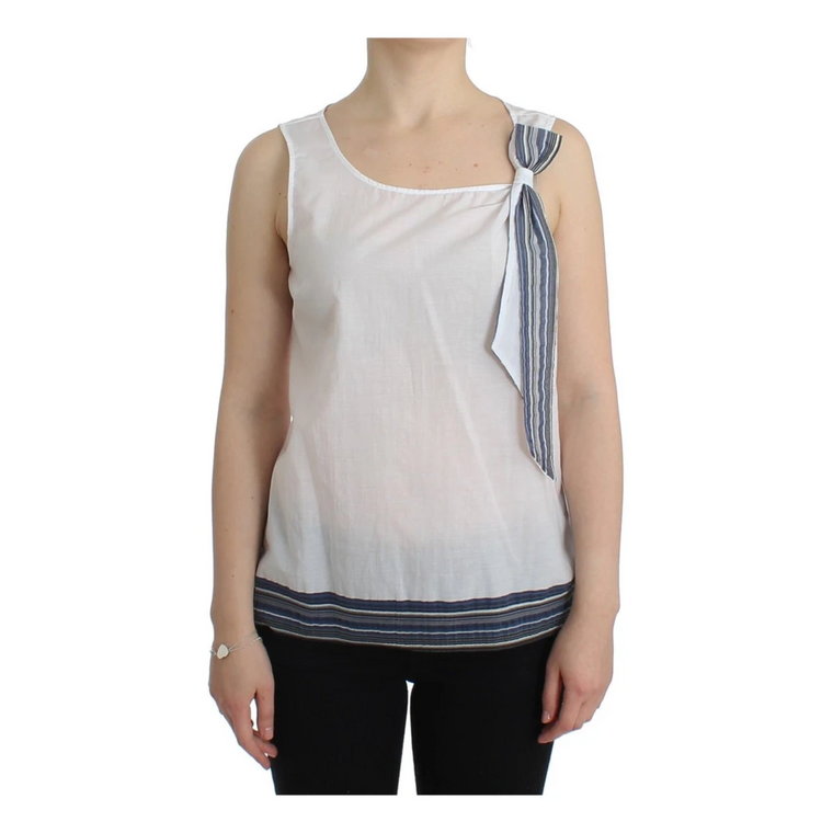 White Blue Top Blouse Tank Shirt Sleeveless Ermanno Scervino