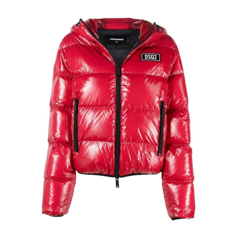 Różowa Kurtka Puchowa Face Hood Puffer Dsquared2