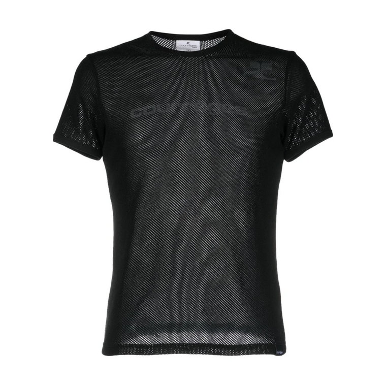 Czarna koszulka z siatką Courrèges