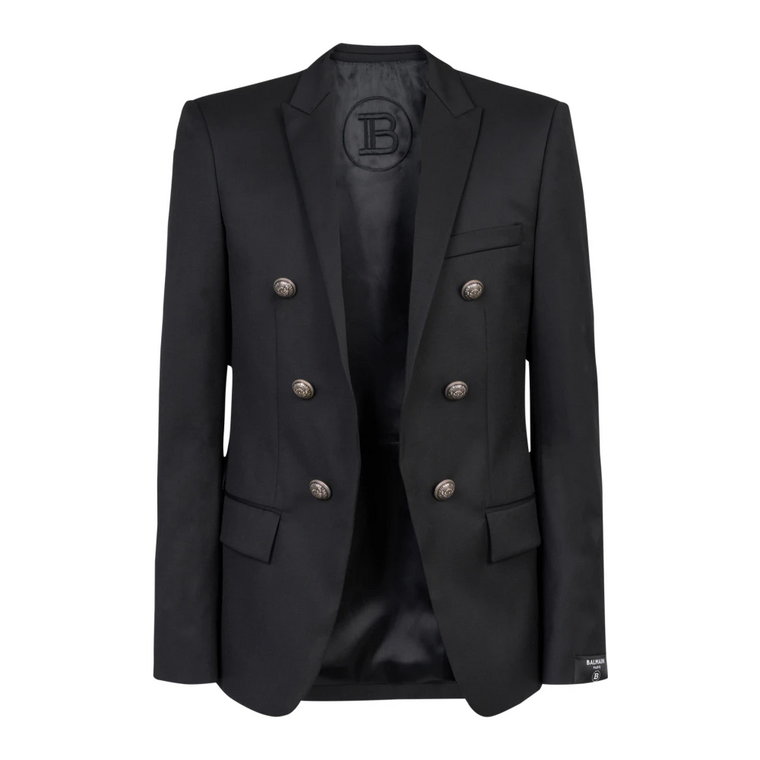 Wool blazer with double-breasted silver-tone buttoned fastening Balmain
