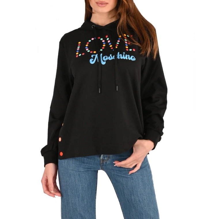 Kolorowy Bluza z Kapturem z Logo Love Moschino