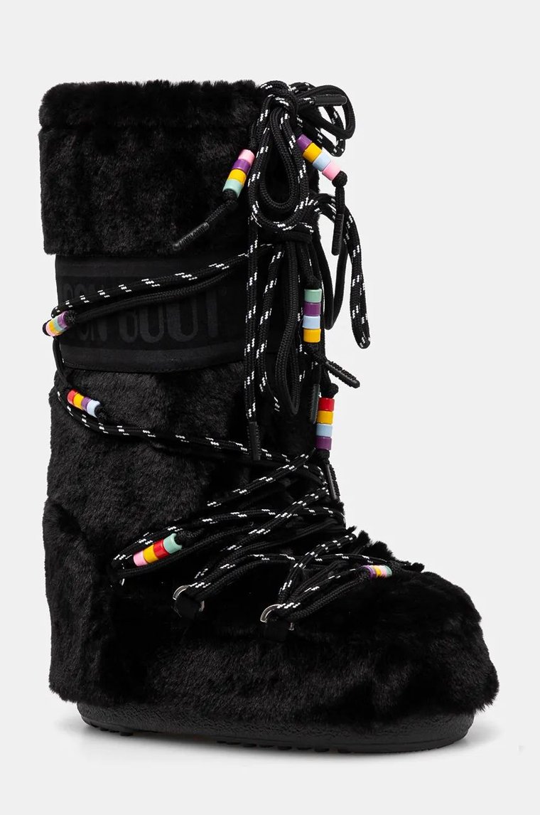 Moon Boot śniegowce MB ICON FAUX FUR BEADS kolor czarny 80D1408990 N001