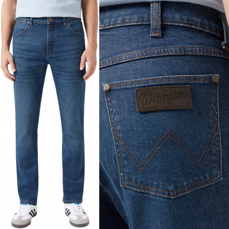 Wrangler LARSTON SLIM TAPERED Spruce ZWĘŻANE CIEMNY DżINS W31 L30