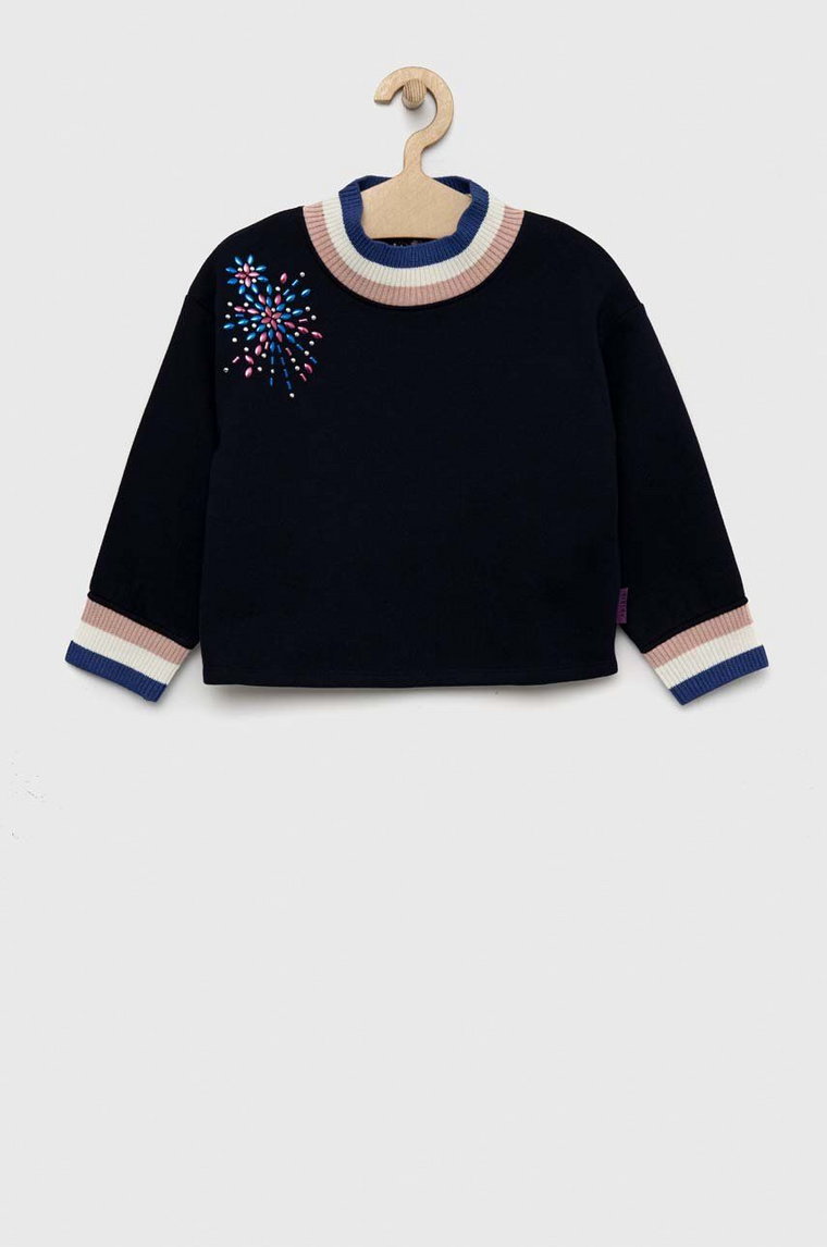 Sisley bluza dziecięca kolor granatowy z aplikacją