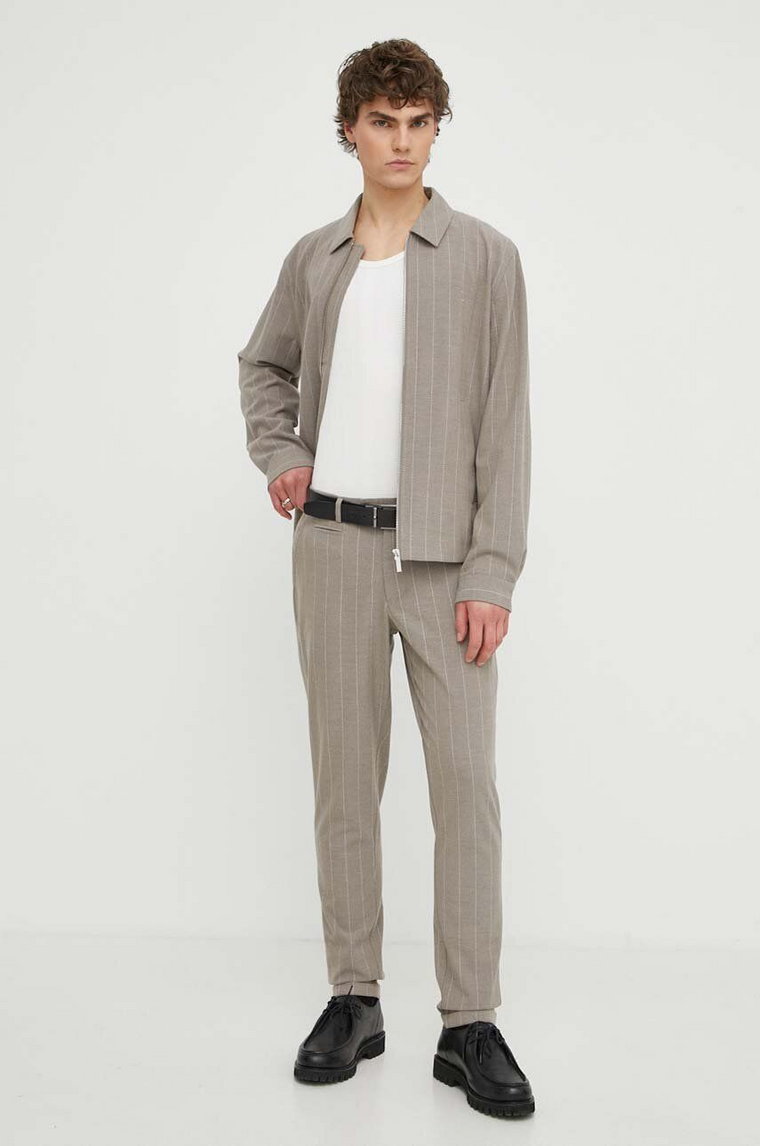 Les Deux spodnie męskie kolor beżowy dopasowane LDM510123