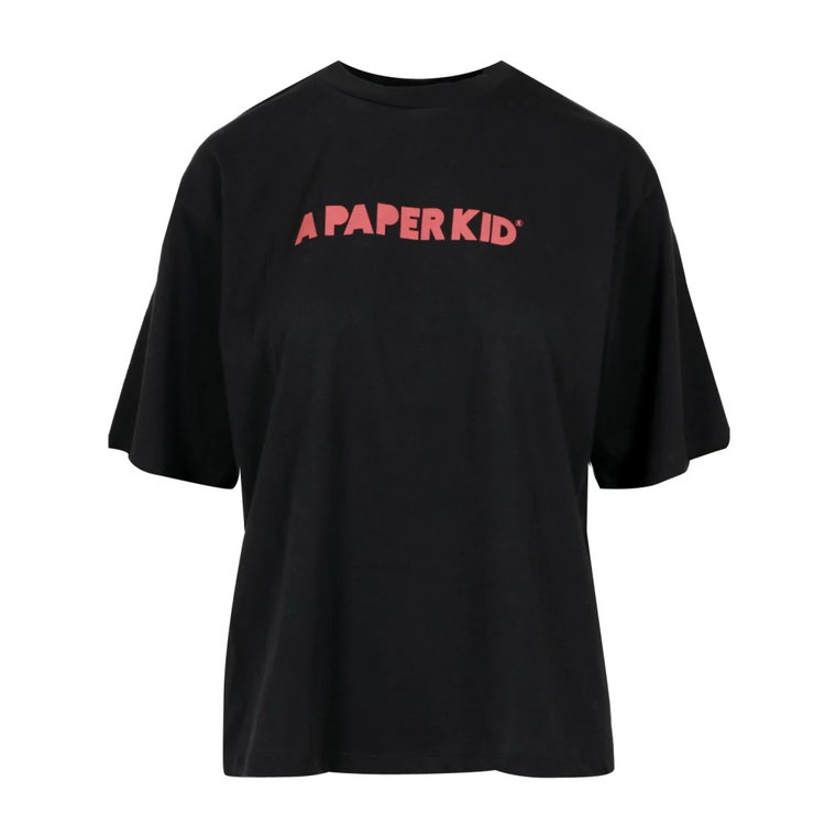 Czarna Bawełniana Koszulka z Logo A Paper Kid