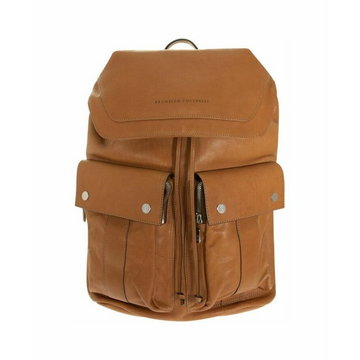 Brunello Cucinelli, Leather backpack Brązowy, unisex,