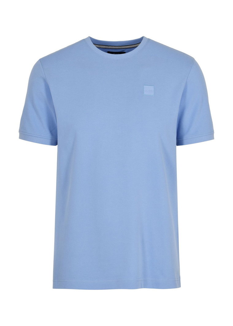 Błękitny T-shirt męski basic z logo