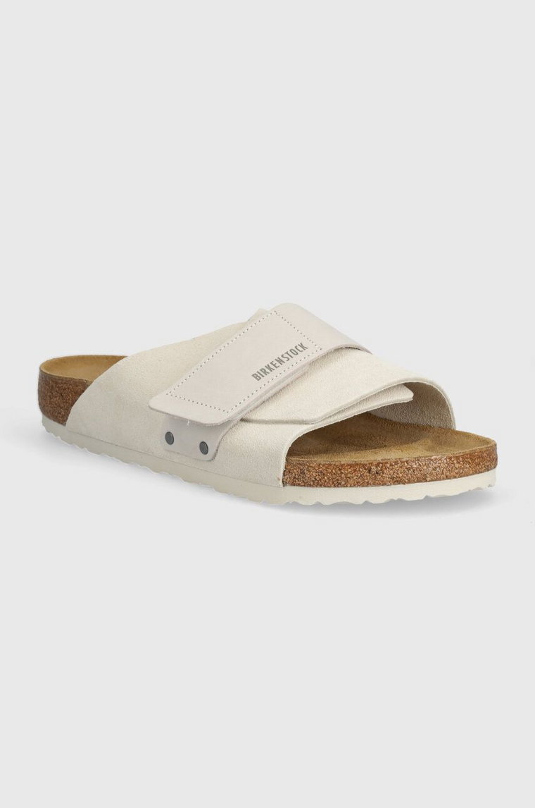 Birkenstock klapki zamszowe Kyoto męskie kolor biały 1024535