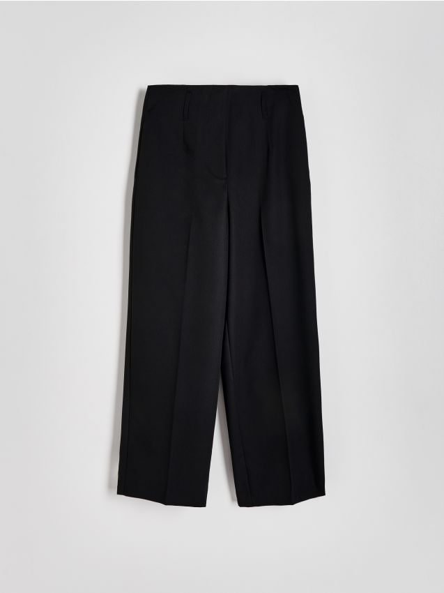 Reserved - Spodnie w kant z dodatkiem wiskozy - czarny