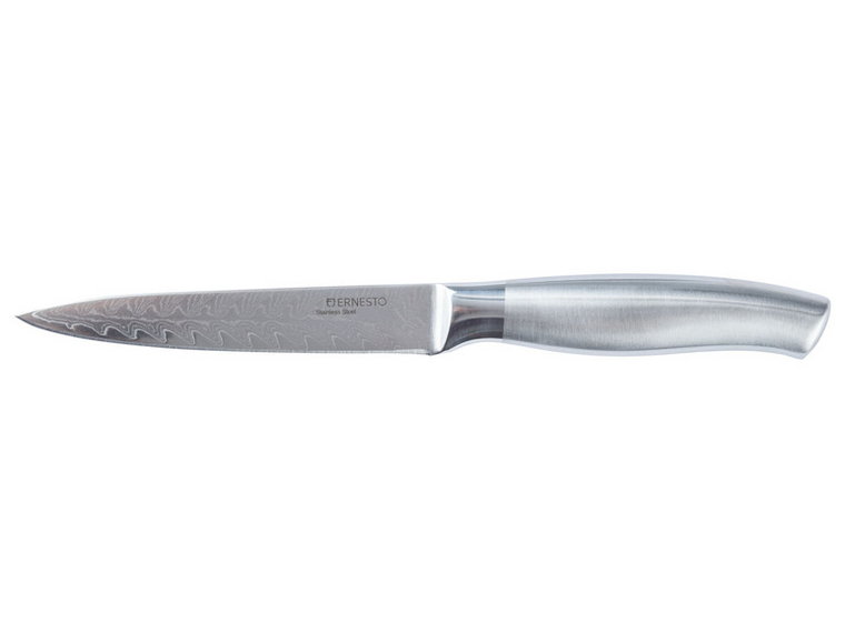 ERNESTO Nóż lub zestaw noży ze stali damasceńskiej (Zestaw noży do warzyw z uchwytem ze stali nierdzewnej)