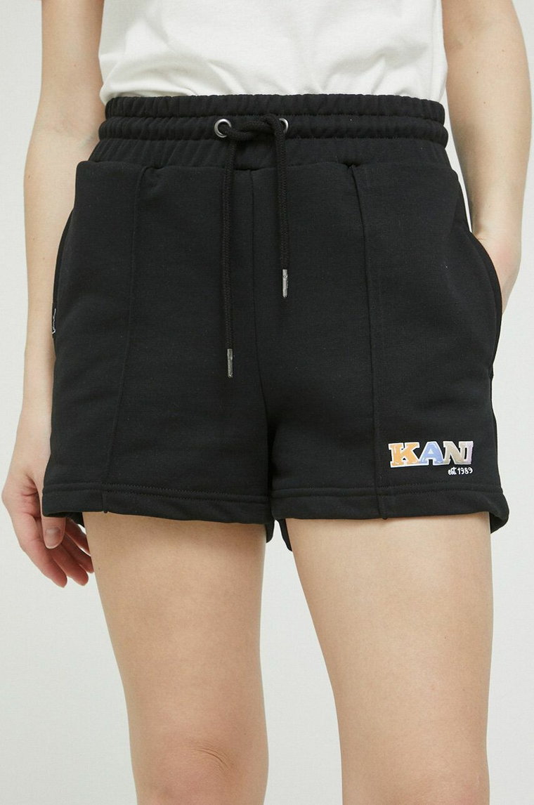 Karl Kani szorty damskie kolor czarny z nadrukiem high waist