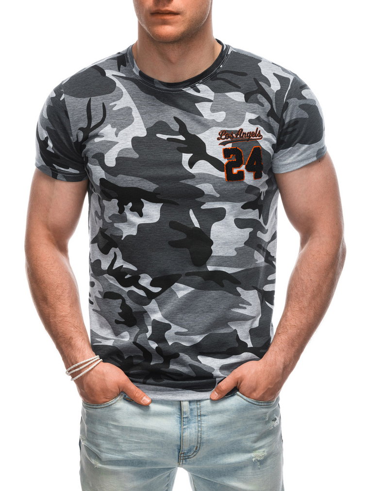 T-shirt męski z nadrukiem S1926 - szary