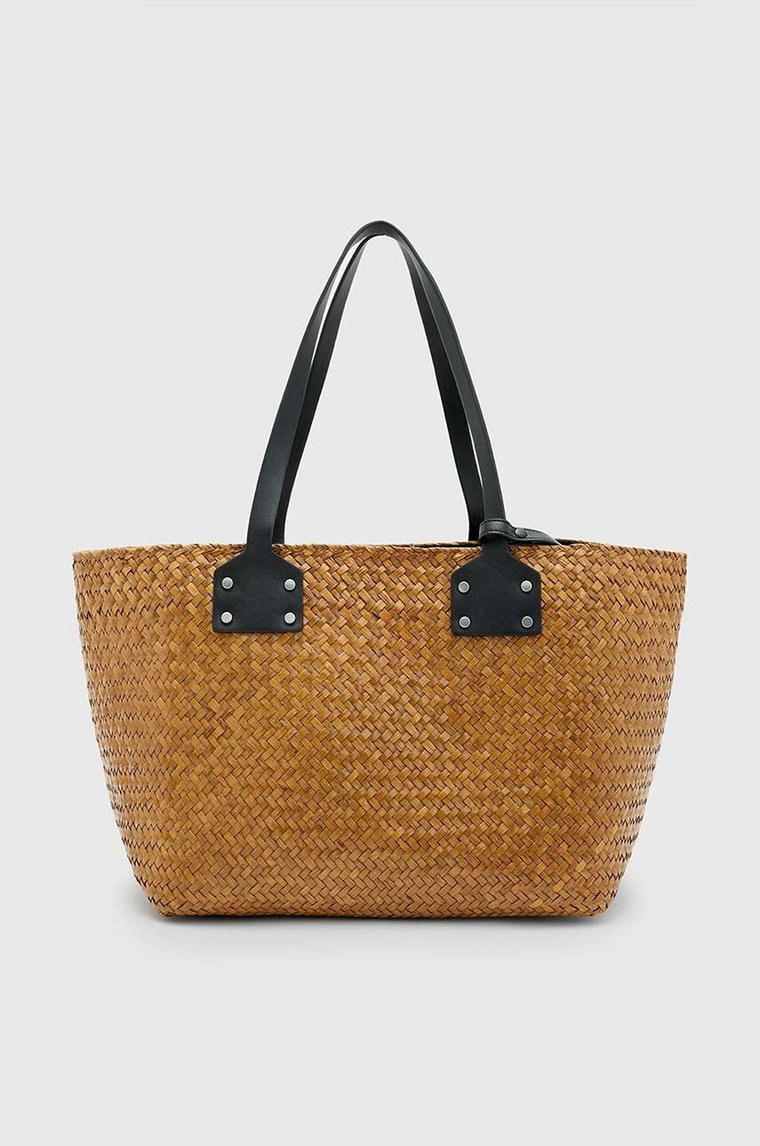 AllSaints torebka MOSLEY STRAW TOTE kolor brązowy WB725Z