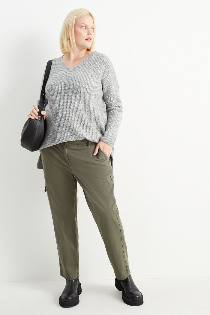 C&A Spodnie bojówki-średni stan-slim fit, Zielony, Rozmiar: 50