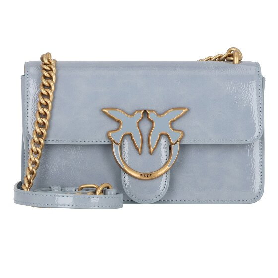 PINKO Love One Torba na ramię Skórzany 21 cm light blue-antique gold