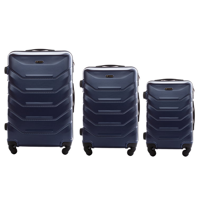 Zestaw 3 walizki podróżne z ABS-u  VEZZE trapez GRANATOWE