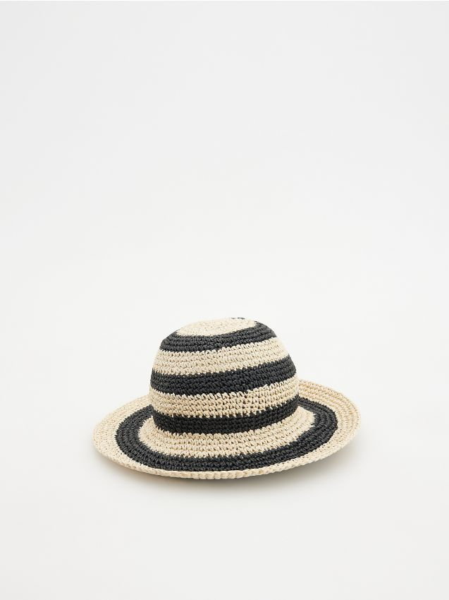 Reserved - Słomkowy kapelusz - kremowy