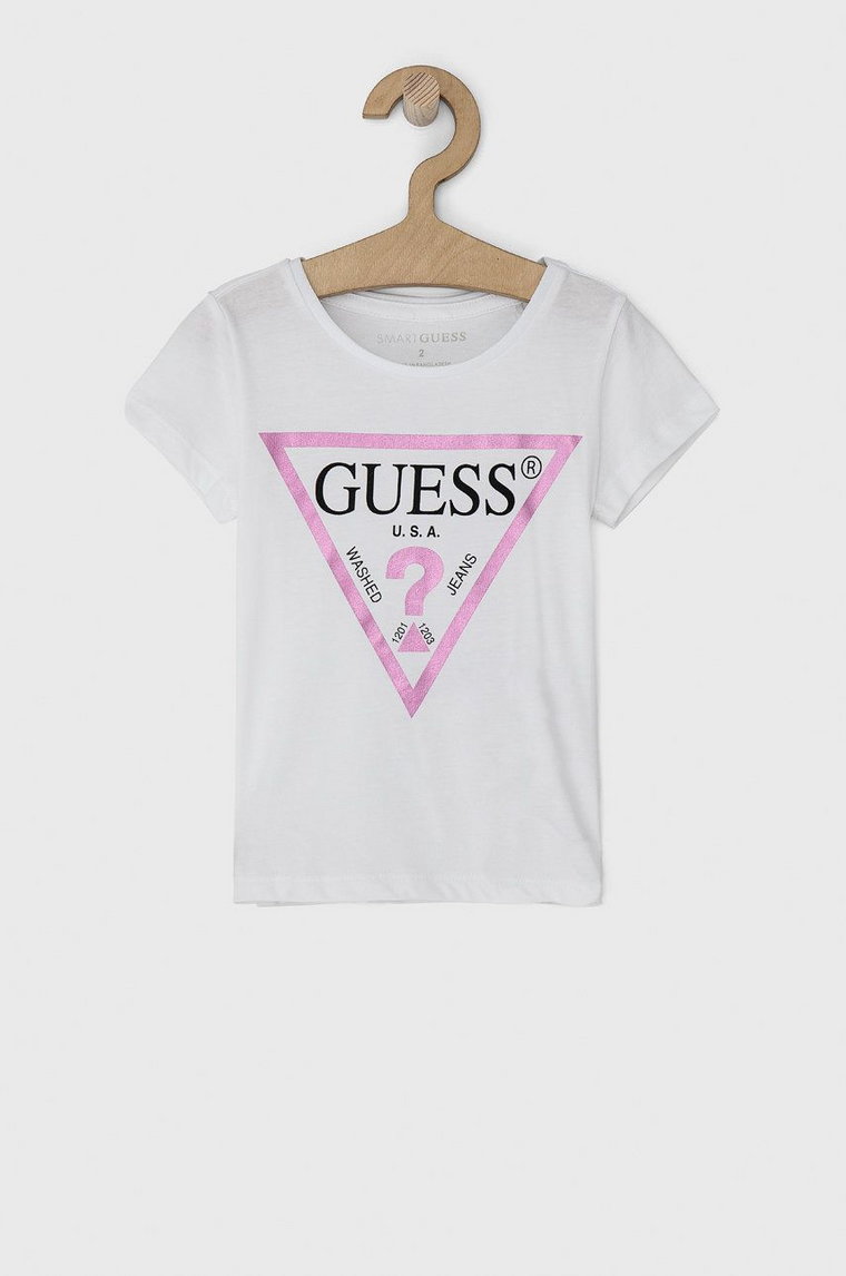 Guess T-shirt bawełniany dziecięcy kolor biały