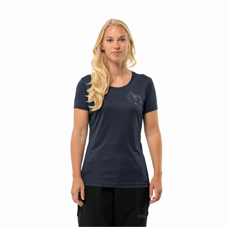 Damska koszulka szybkoschnąca Jack Wolfskin PEAK GRAPHIC T W night blue - S