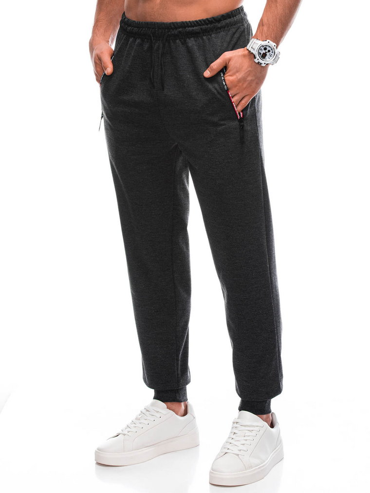 Spodnie męskie dresowe P1429 - grafitowe