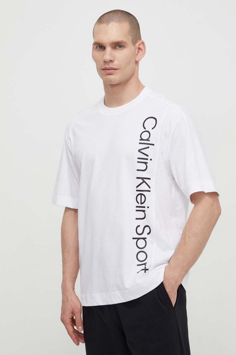 Calvin Klein Performance t-shirt bawełniany męski kolor biały z nadrukiem