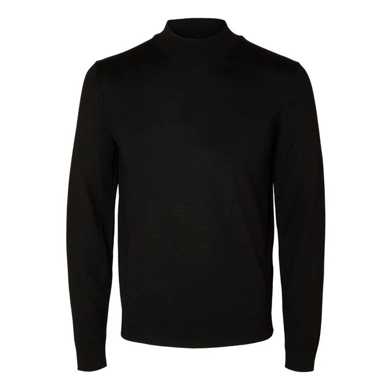 Czarny Sweter z Wełny Merino Coolmax Selected Homme