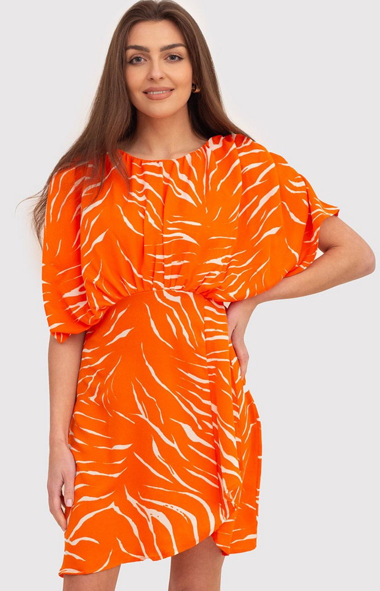 Sukienka mini z krótkim rękawem DA1724, Kolor pomarańczowy, Rozmiar M, AX Paris