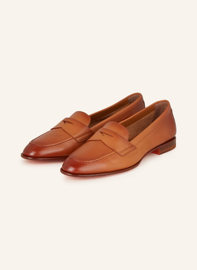 Santoni Penny Loafers Famed braun