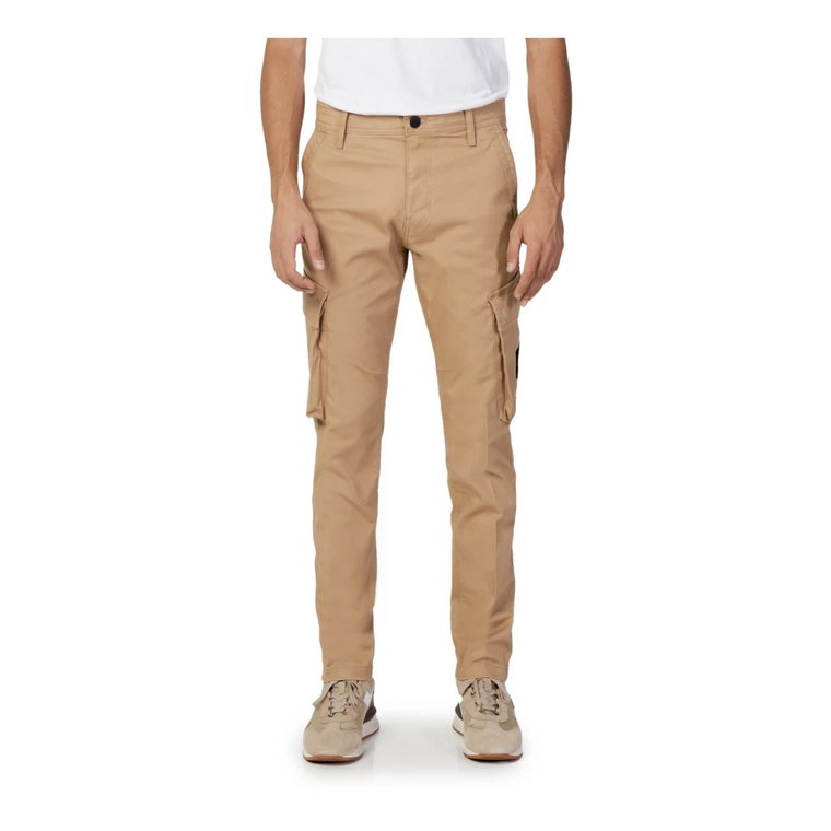 Męskie Beżowe Spodnie, Zamek/Guzik Calvin Klein Jeans