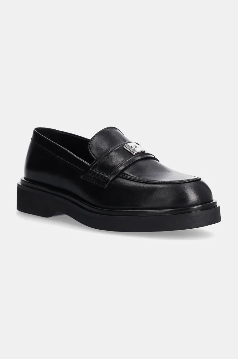 Calvin Klein mokasyny skórzane LOAFER W/HW LTH damskie kolor czarny na platformie HW0HW02182