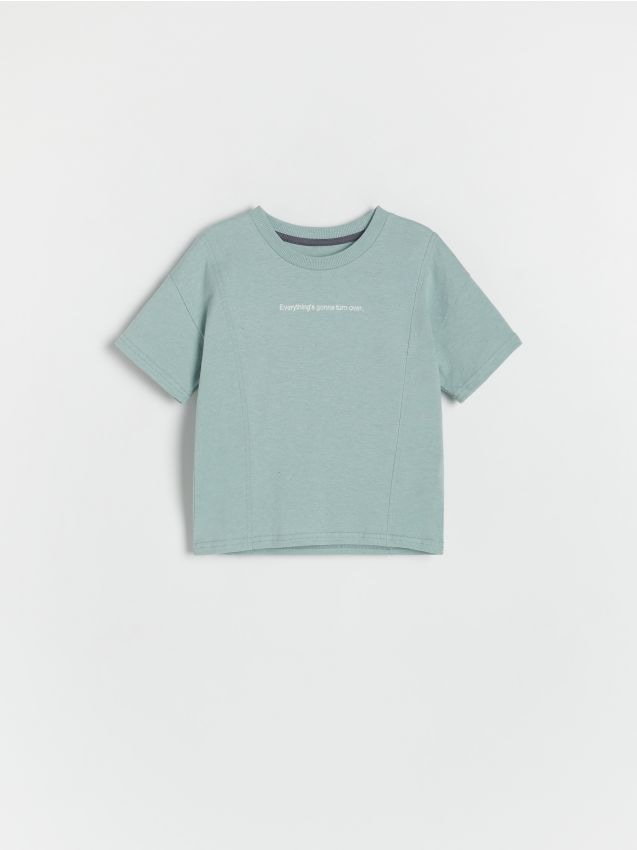 Reserved - T-shirt oversize - jasnoturkusowy