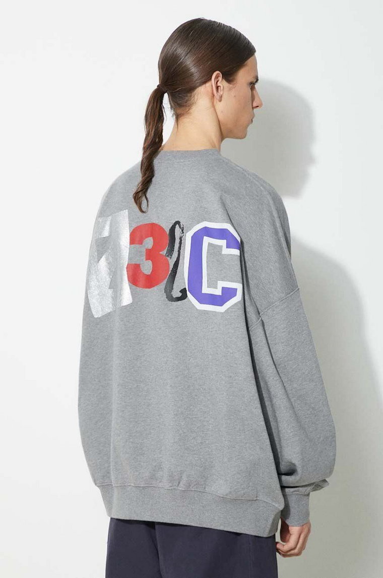 032C bluza bawełniana 'Mutli-Media' Bubble Crewneck męska kolor szary z nadrukiem SS24-C-2022