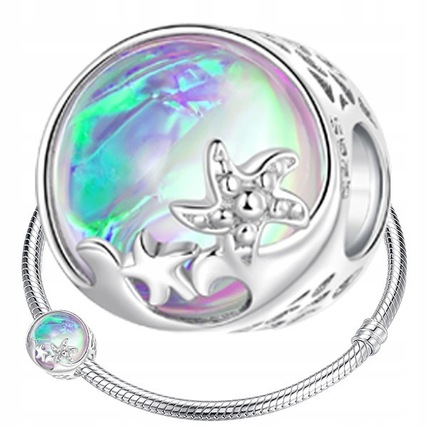 Charms Ocean srebro 925 opalizujący koralik rozgwiazda morze charms pr S925