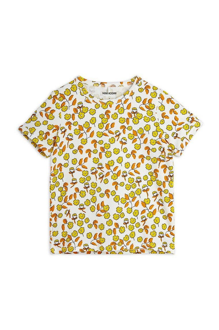 Mini Rodini t-shirt dziecięcy Flowers kolor żółty wzorzysty