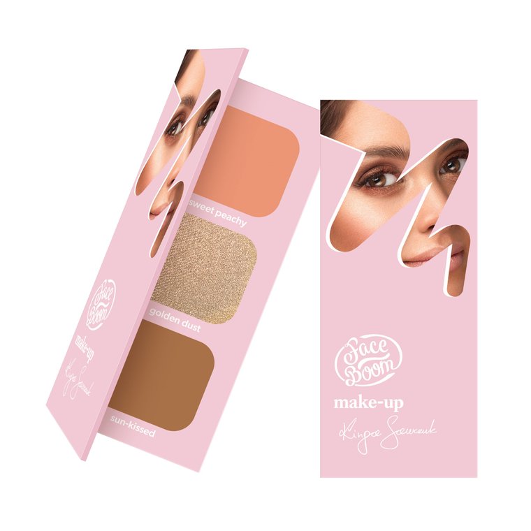 FaceBoom Paleta do konturowanie twarzy- róż rozświetlacz, bronzer -odcień brunette- Dzika Poetka