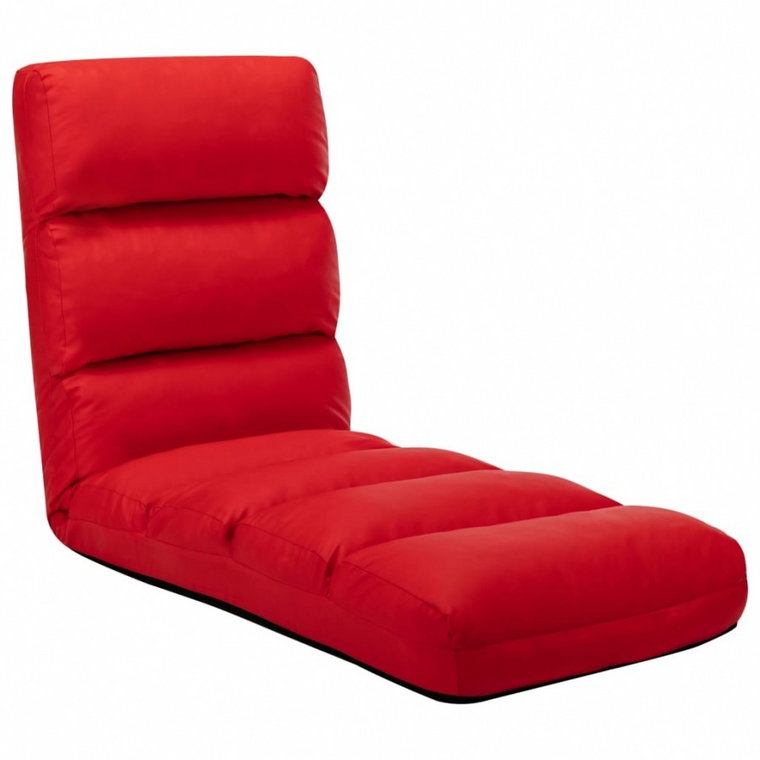 Składane krzesło podłogowe, czerwone, sztuczna skóra kod: V-325250