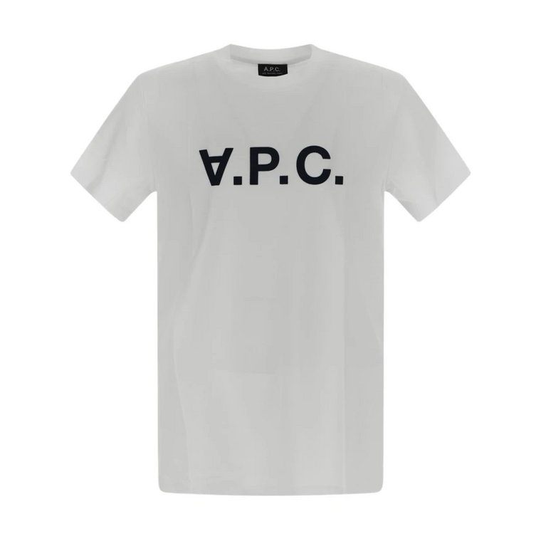 Biała Bawełniana Koszulka z Granatowym Logo V.p.c. A.p.c.
