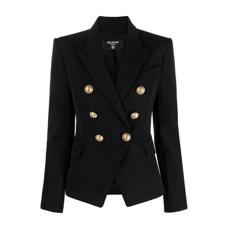 Czarny Grain de Poudre Blazer Balmain