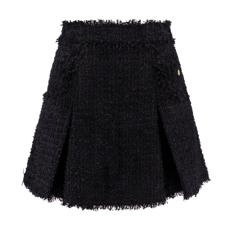 Czarna Spódnica Mini w Stylu Tweed Balmain