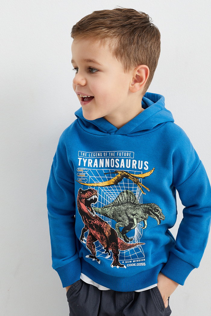 C&A Dinozaur-bluza z kapturem, Niebieski, Rozmiar: 92