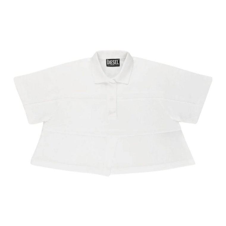 Biała Krótko Zacięta Koszulka Polo dla Dzieci Diesel
